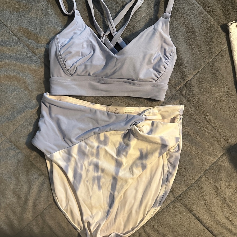Lavender Tye Dye Women's Bikini & High-Waist Bottom Set